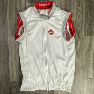 Castelli Sleeveless Cycling Jersey White Red Scorpion Logo Size M Race Fit